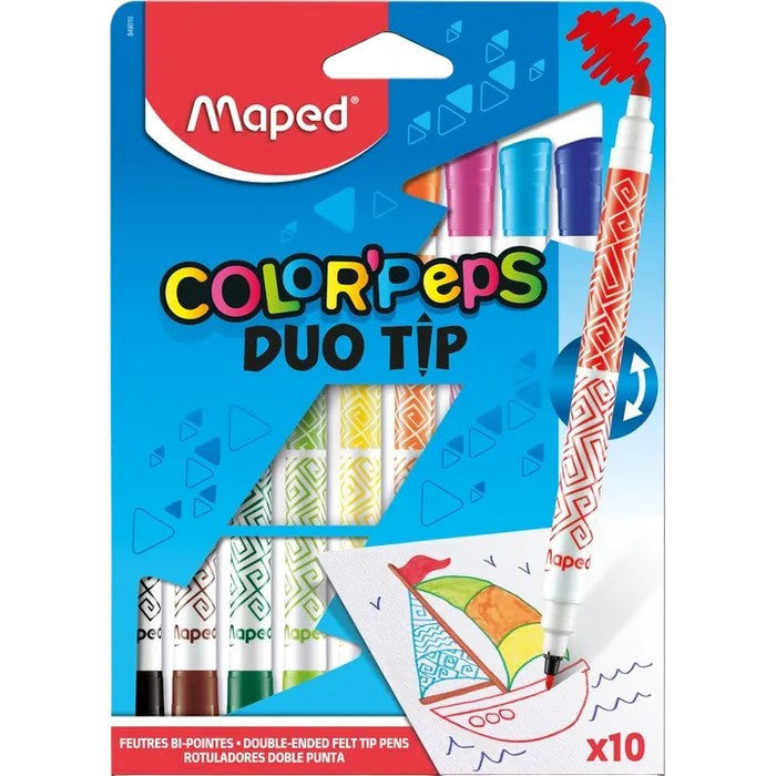 10 feutres de coloriage - Double pointes - Encre lavable - Maped - Color'peps Duo tip