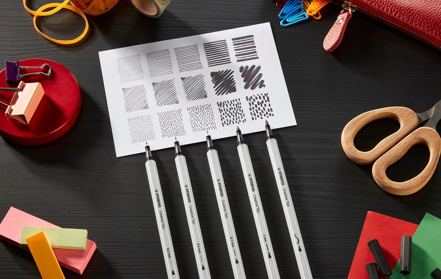10 feutres à dessin - Calligraphie - Gris et Noir - Plusieurs mines - STABILO Creative Tips