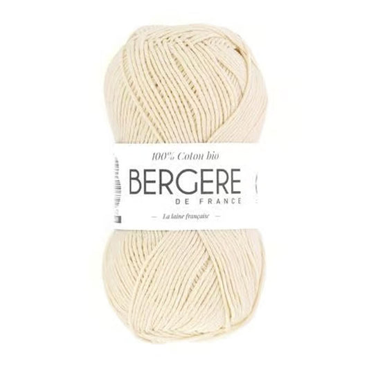 Pelote de laine - Ecru - 100% coton bio - 3mm - Tricot et crochet - Bergère de France