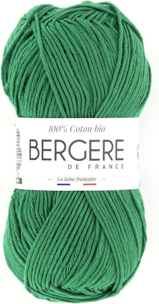Pelote de laine - Gazon - 100% coton bio - 3mm - Tricot et crochet - Bergère de France