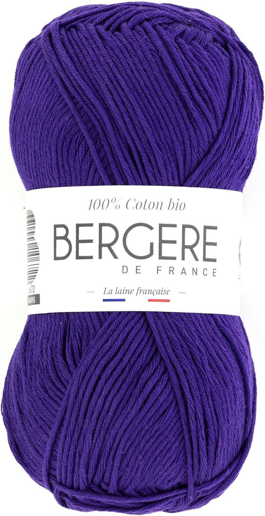Pelote de laine - Glycine - 100% coton bio - 3mm - Tricot et crochet - Bergère de France