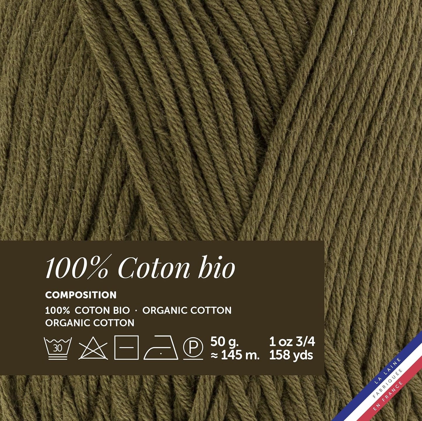 Pelote de laine - Mousse - 100% coton bio - 3mm - Tricot et crochet - Bergère de France