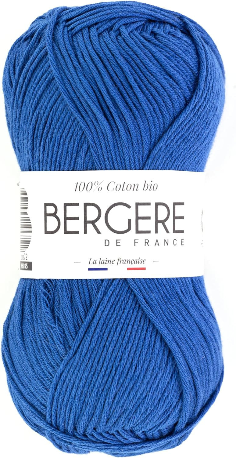 Pelote de laine - Royal - 100% coton bio - 3mm - Tricot et crochet - Bergère de France