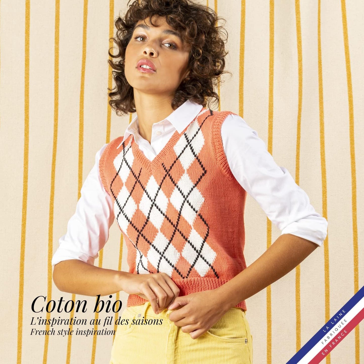 Pelote de laine - Vermeille - 100% coton bio - 3mm - Tricot et crochet - Bergère de France