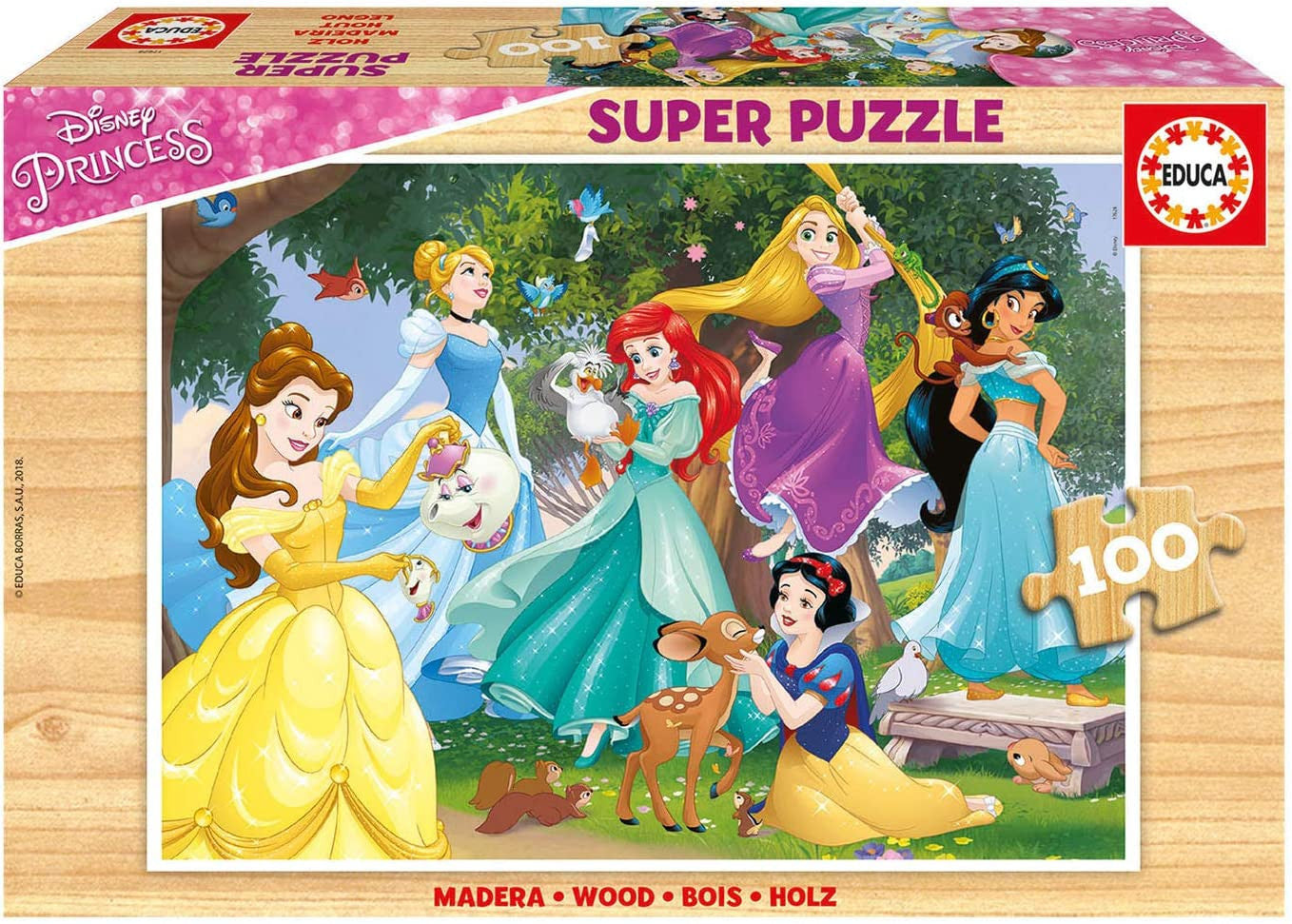 Puzzle - Les princesses de Disney - 100 pièces imitation bois - 36 x 26 cm