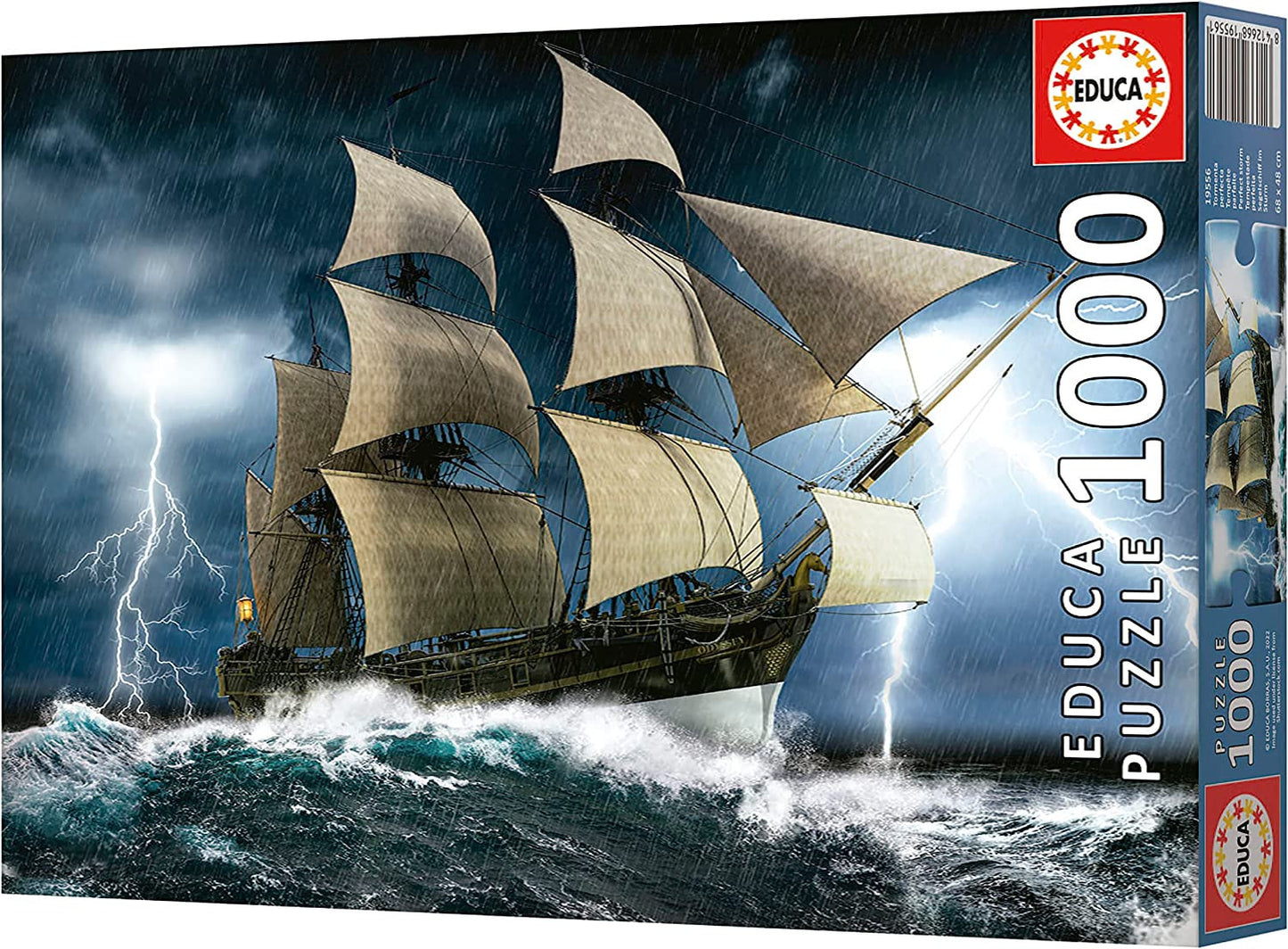 Puzzle - Tempête de mer - Bateau - Caravelle - 1000 pièces - 68x48cm - Educa