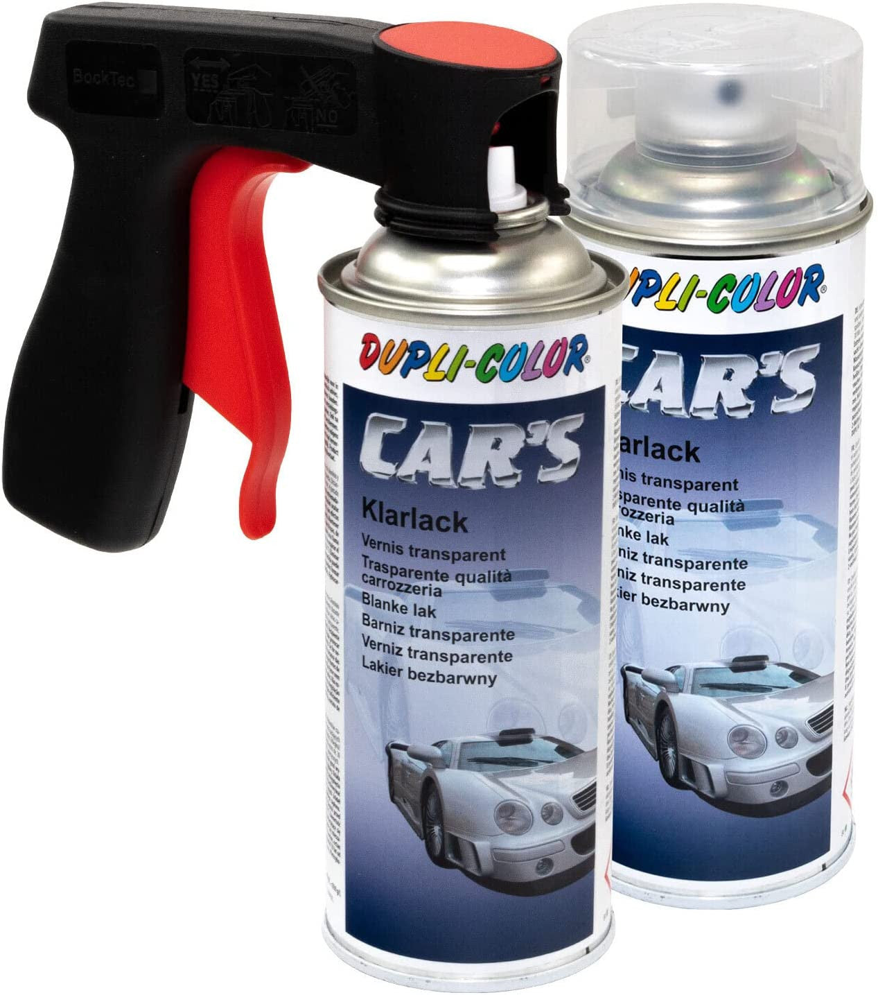 2 bombes de vernis pour voiture - Transparent brillant - Car's Duplicolor + pistolet