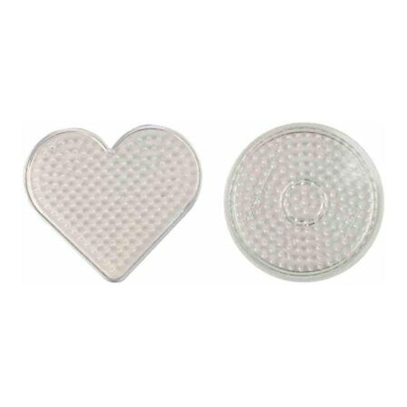 Plaque pour perles à repasser - Rond - Cœur - 2 pièces