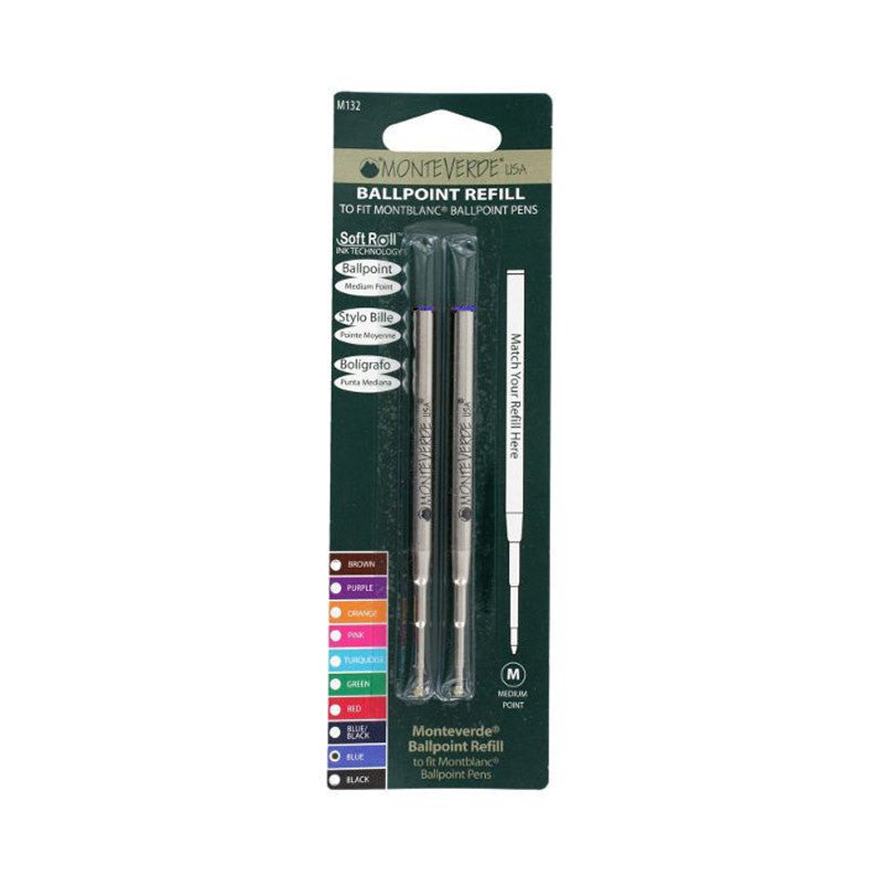 Recharges pour stylo à bille - Montblanc - Bleu - Pointe moyenne - Lot de 2 recharges