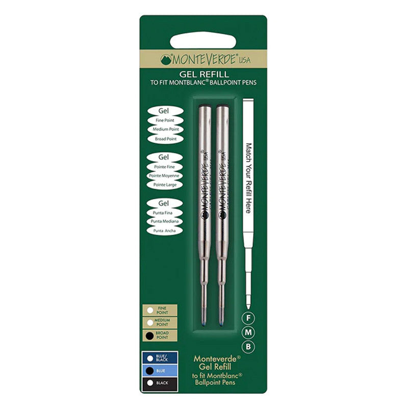 Recharges pour stylo gel - Montblanc - Bleu - Pointe large - Lot de 2 recharges