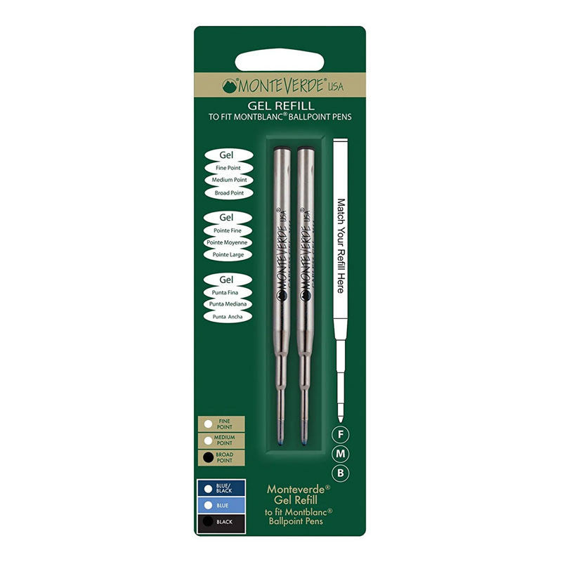 Recharges pour stylo gel - Montblanc - Noir - Pointe large - Lot de 2 recharges