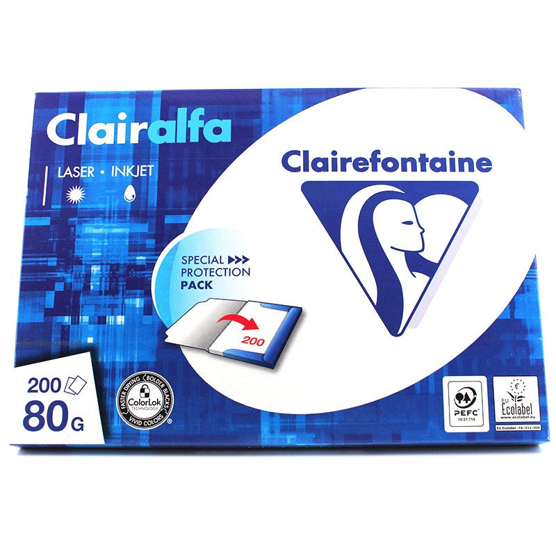 Ramette de papier - A4 - Blanc - 80g - Impression - 200 feuilles - Clairefontaine Clairalfa