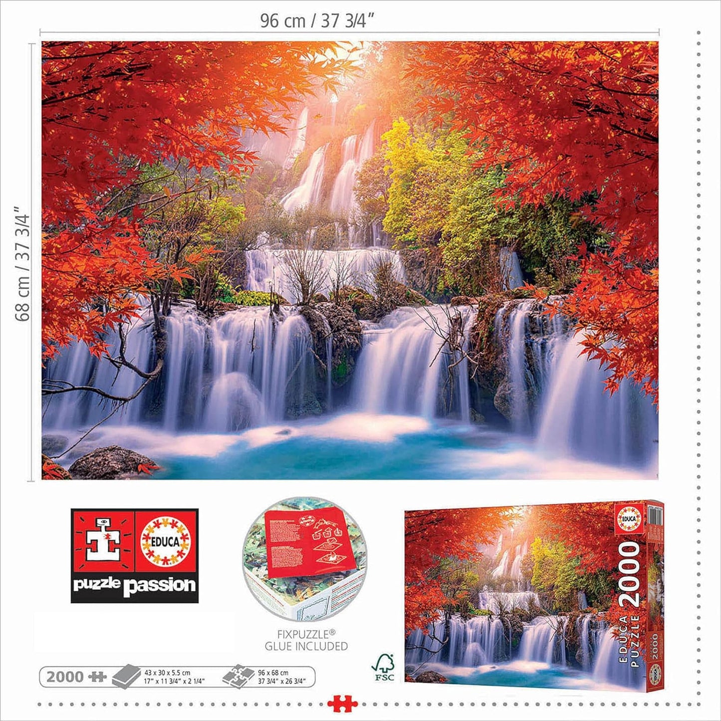 Puzzle - 2000 pièces - Cascade en Thaïlande - 96x68cm - Educa