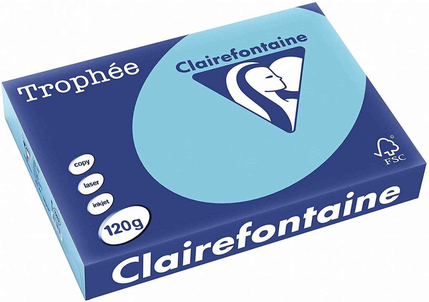 Ramette de papier - A4 - Bleu alizée - 120g - Impression - 250 feuilles - Clairefontaine Trophée