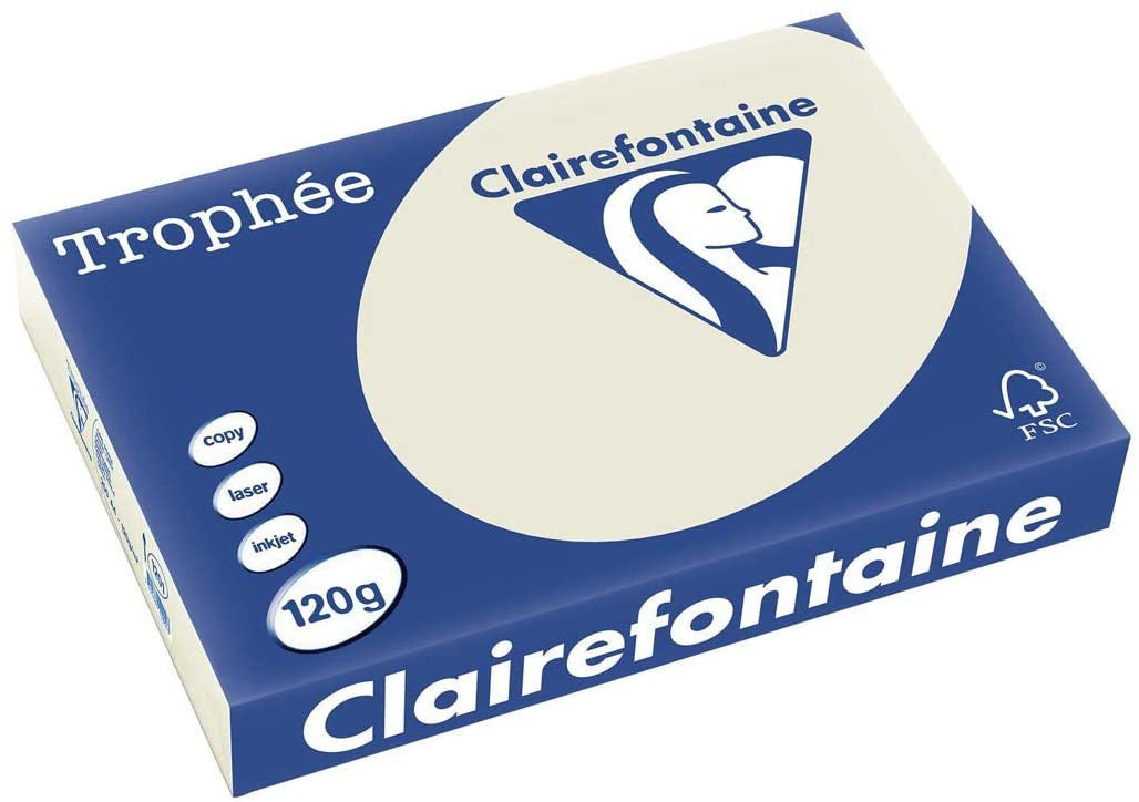 Ramette de papier - A4 - Gris perle - 120g - Impression - 250 feuilles - Clairefontaine Trophée