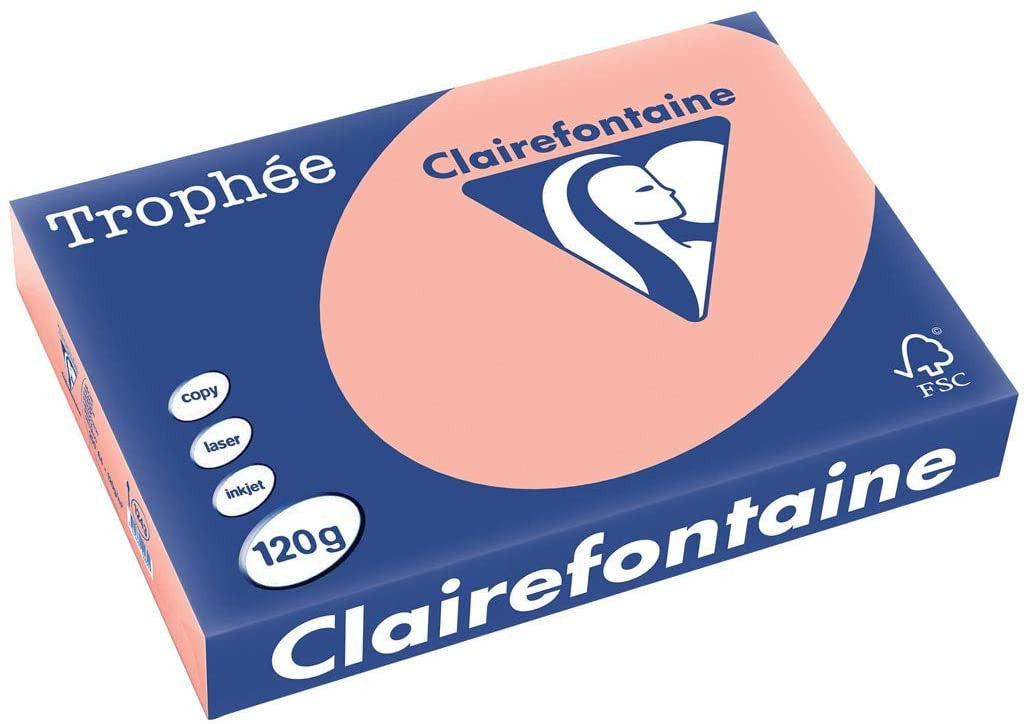 Ramette de papier - A4 - Pêche - Pastel - 120g - Impression - 250 feuilles - Clairefontaine Trophée