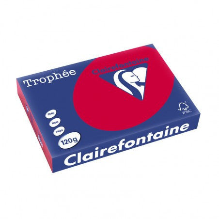 Ramette de papier - A4 - Rouge groseille - 120g - Impression - 250 feuilles - Clairefontaine Trophée
