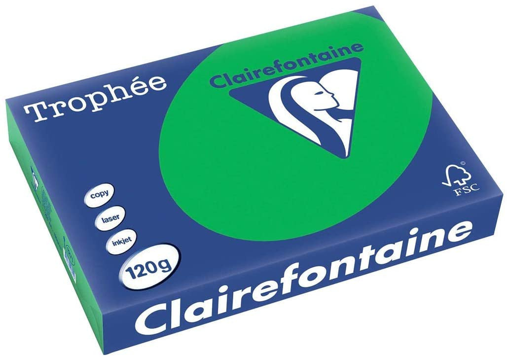 Ramette de papier - A4 - Vert billard - 120g - Impression - 250 feuilles - Clairefontaine Trophée