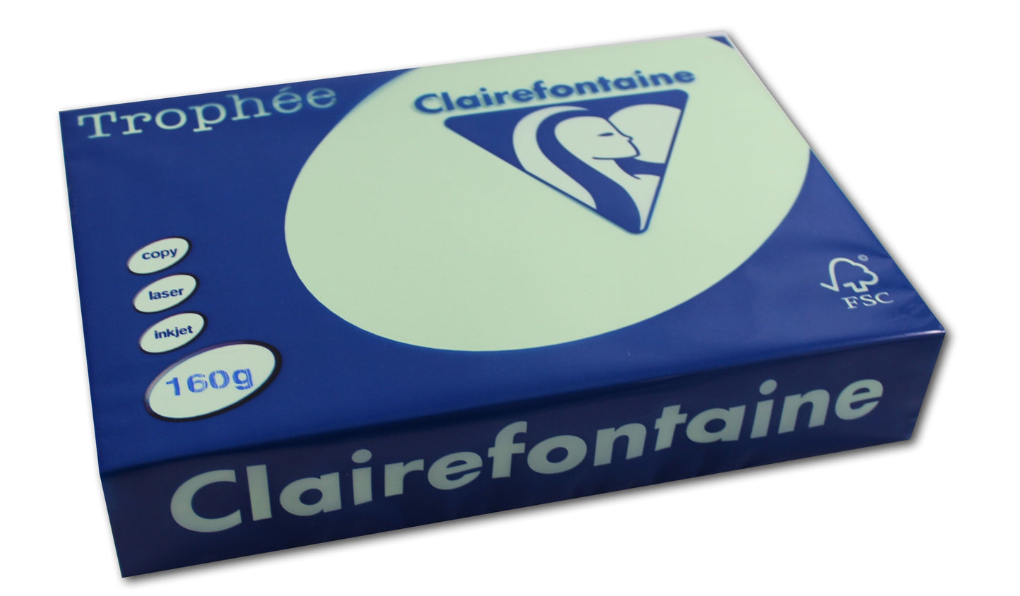 Ramette de papier - A4 - Vert pastel - 160g - Impression - 250 feuilles - Clairefontaine Trophée