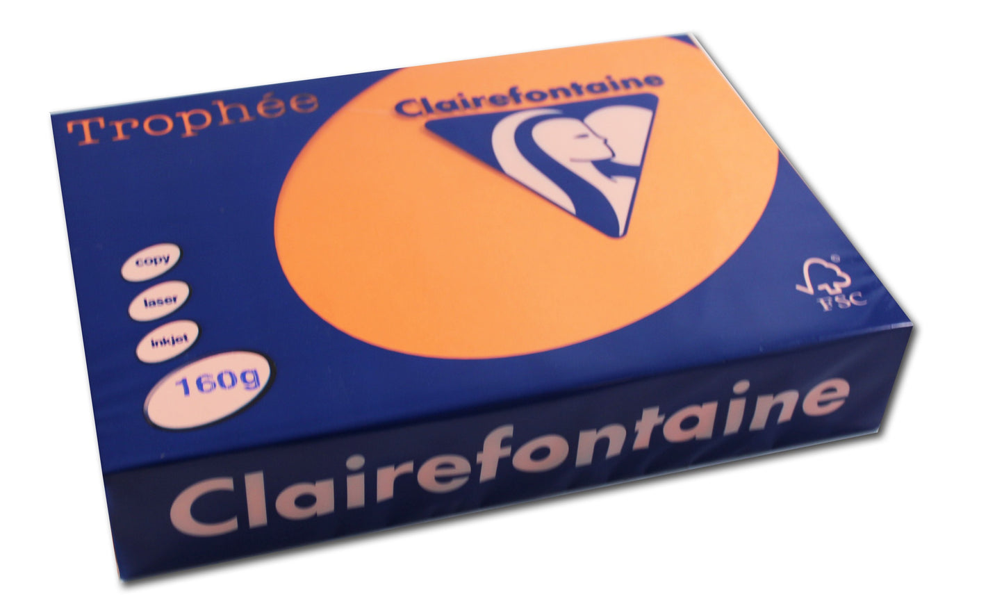 Ramette de papier - A4 - Orange vif - 160g - Impression - 250 feuilles - Clairefontaine Trophée