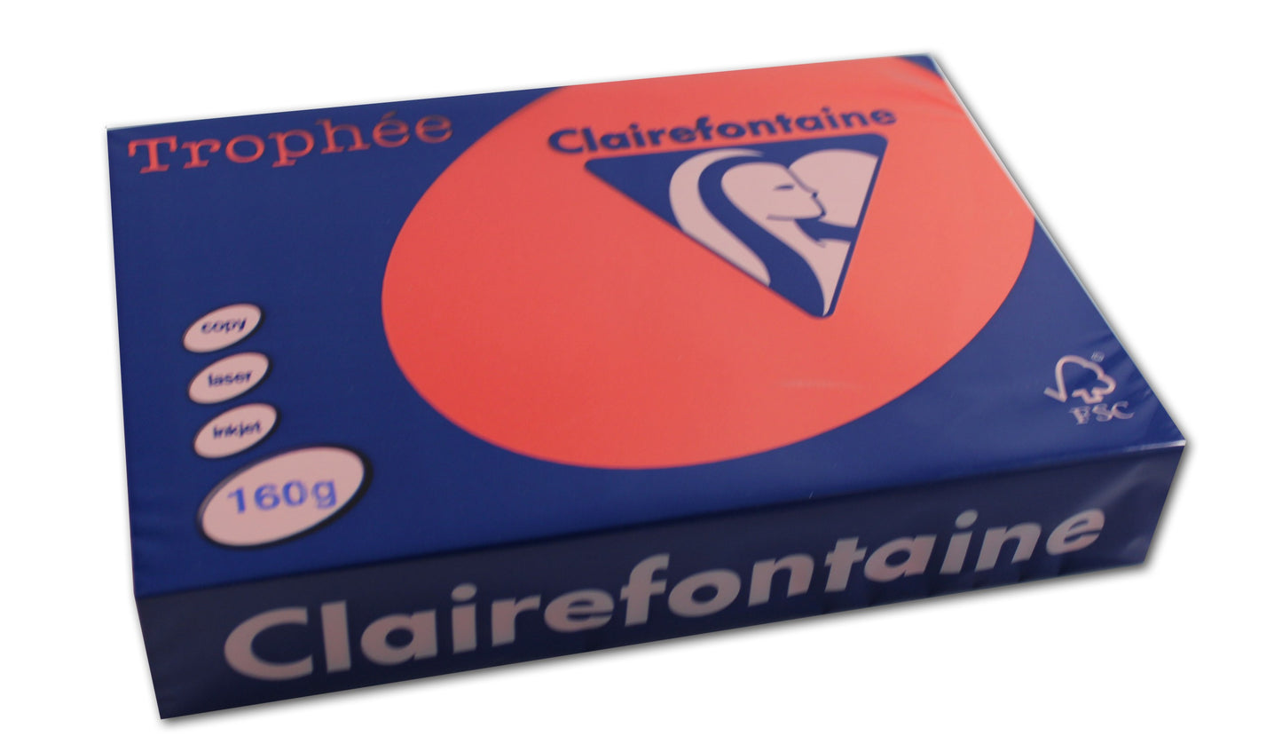 Ramette de papier - A4 - Rouge corail - 160g - Impression - 250 feuilles - Clairefontaine Trophée