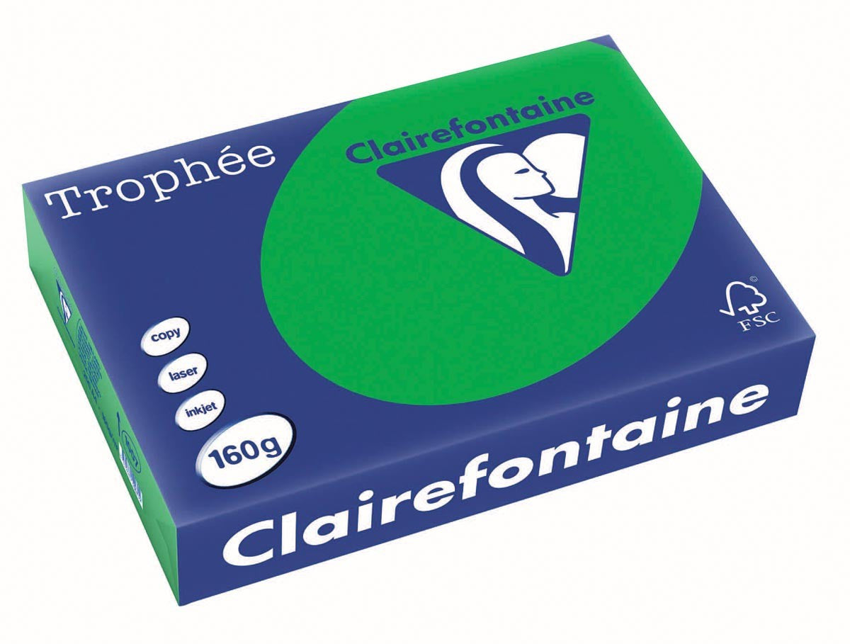Ramette de papier - A4 - Vert billard - 160g - Impression - 250 feuilles - Clairefontaine Trophée