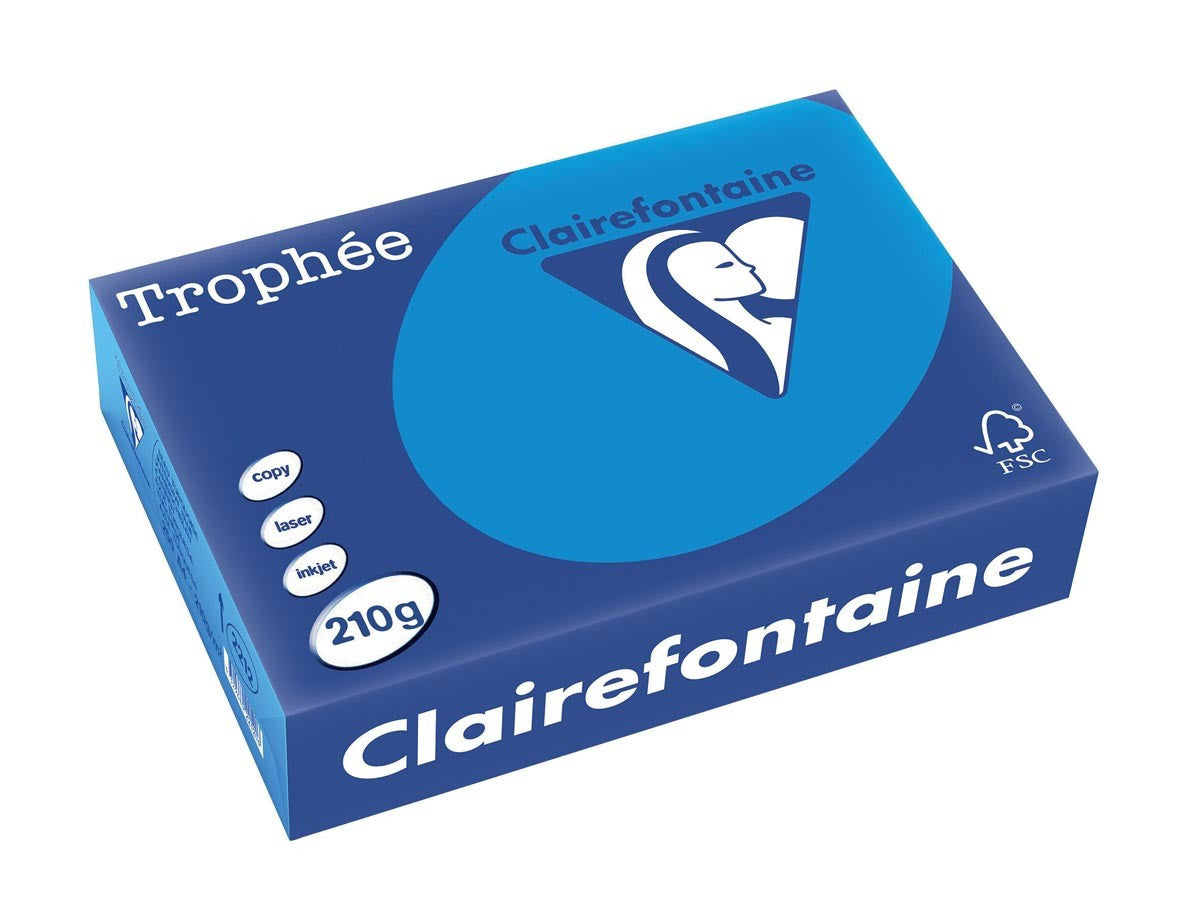 Ramette de papier - A4 - Bleu turquoise - 210g - Impression - 250 feuilles - Clairefontaine Trophée
