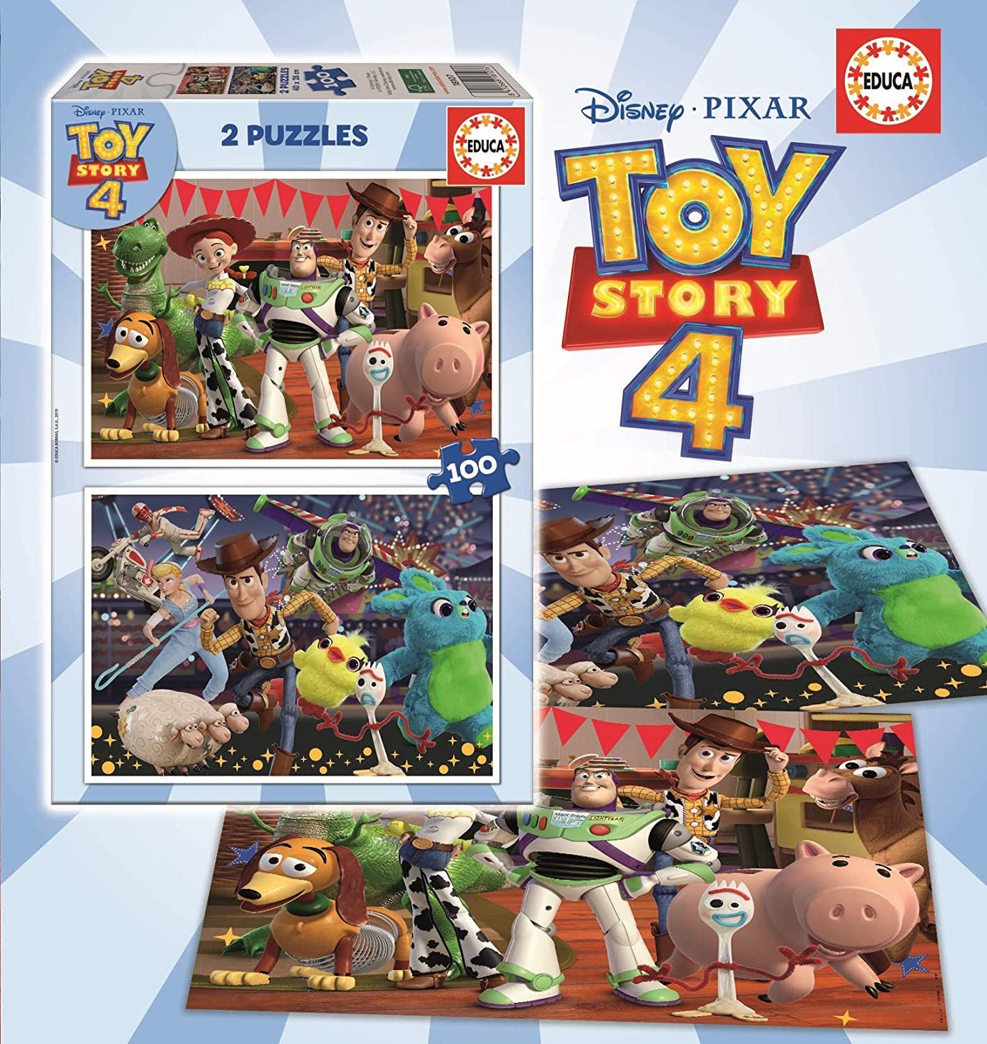 Puzzle - Toy Story 4 - Disney - 2 modèles de 100 pièces - Enfant dès 6 ans