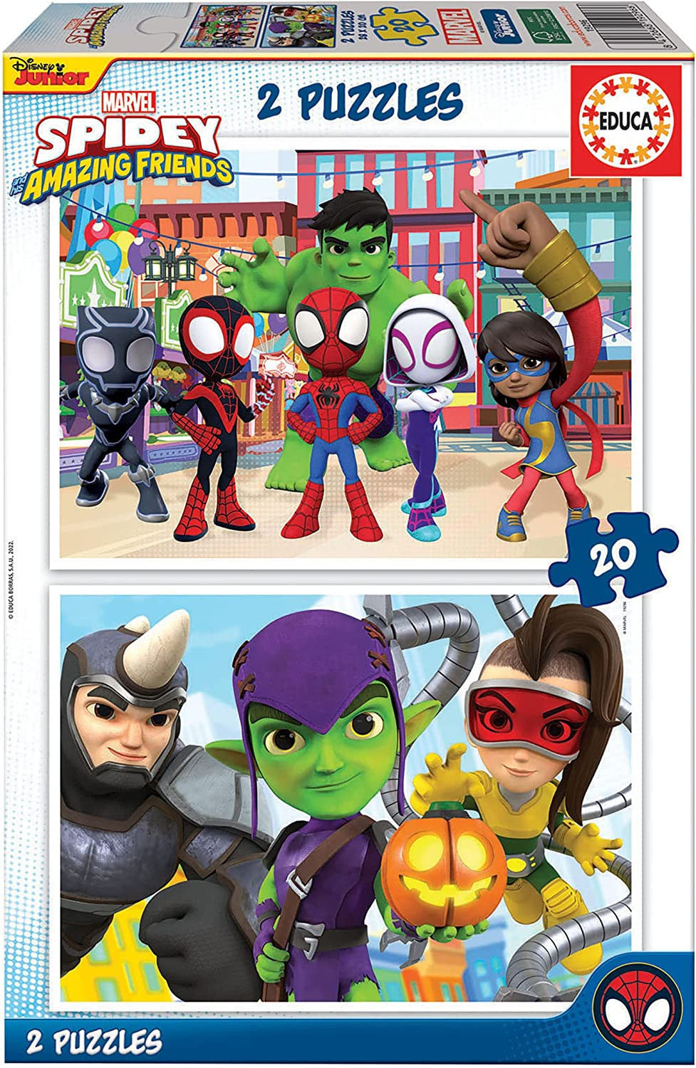 Puzzle - Spiderman - Spidey et ses ais - 2 modèles de 20 pièces - Enfant dès 4 ans