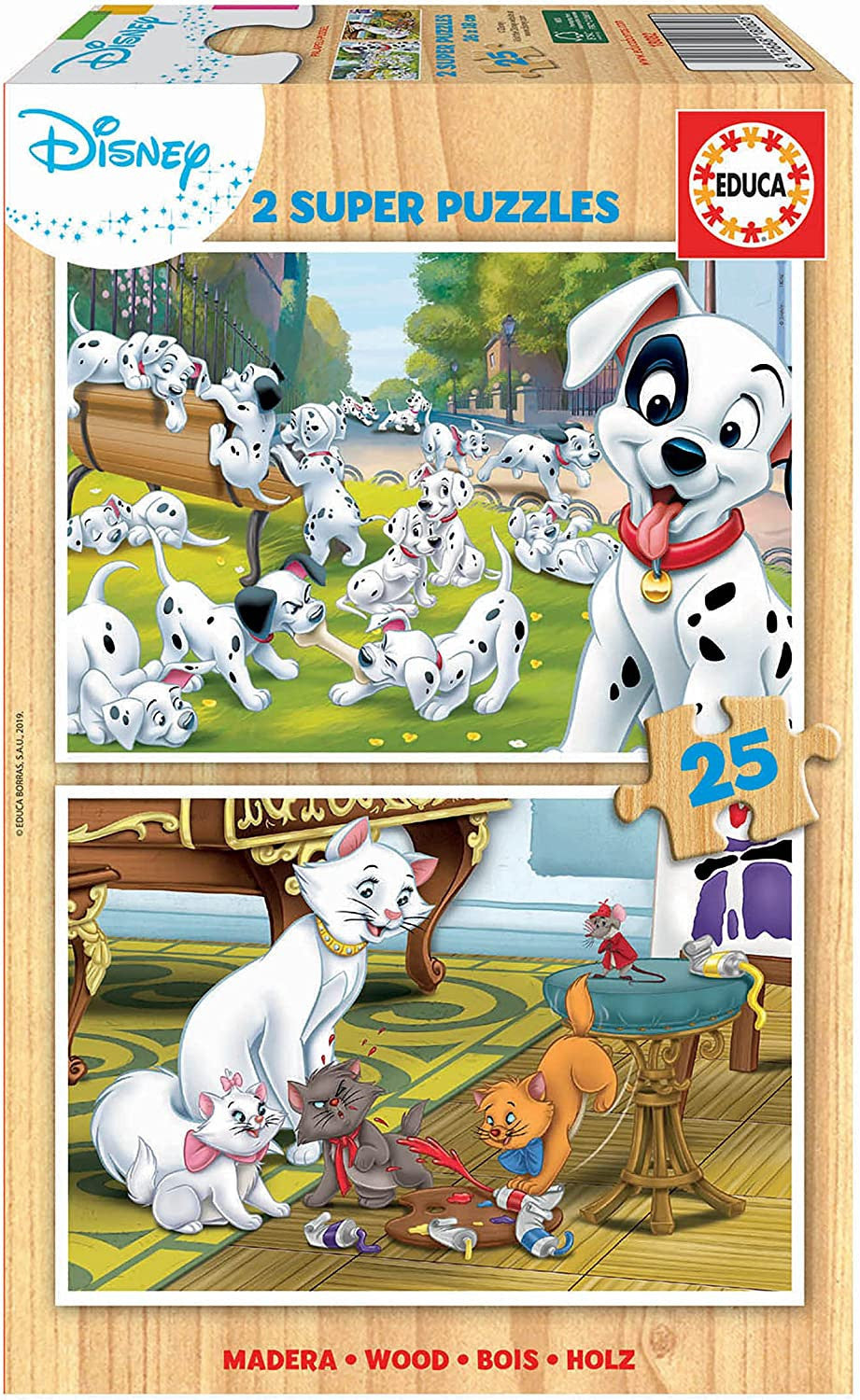 Puzzle - Les 101 dalmatiens - Les aristochats - 2 modèles de 25 pièces