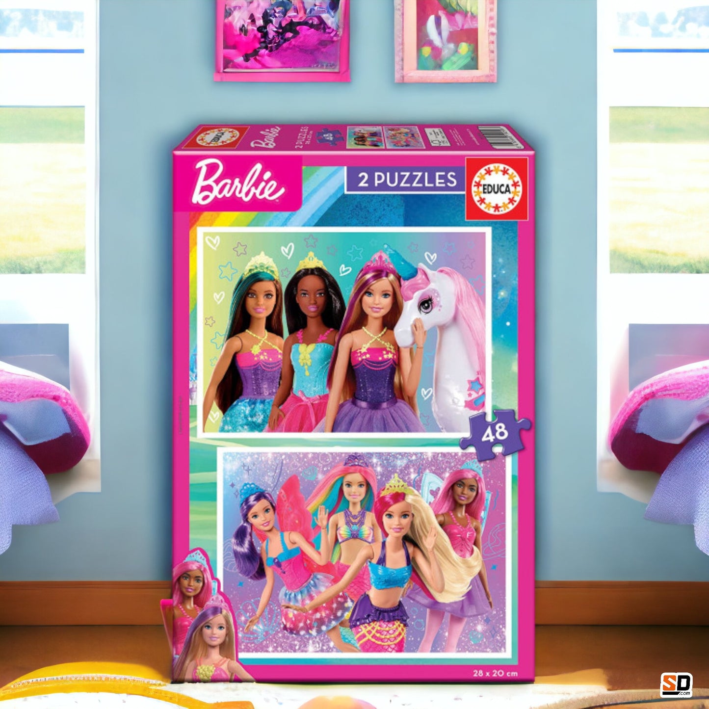 Puzzle - Barbie - 2 modèles de 48 pièces - 28x20cm - Educa