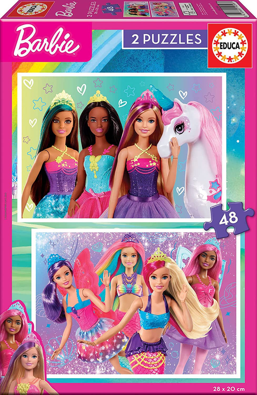 Puzzle - Barbie - 2 modèles de 48 pièces - 28x20cm - Educa
