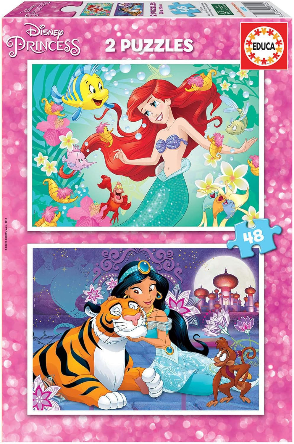 Puzzle - Princesse Disney - Enfant - Ariel et Jasmine - 2 x 48 pièces - Educa