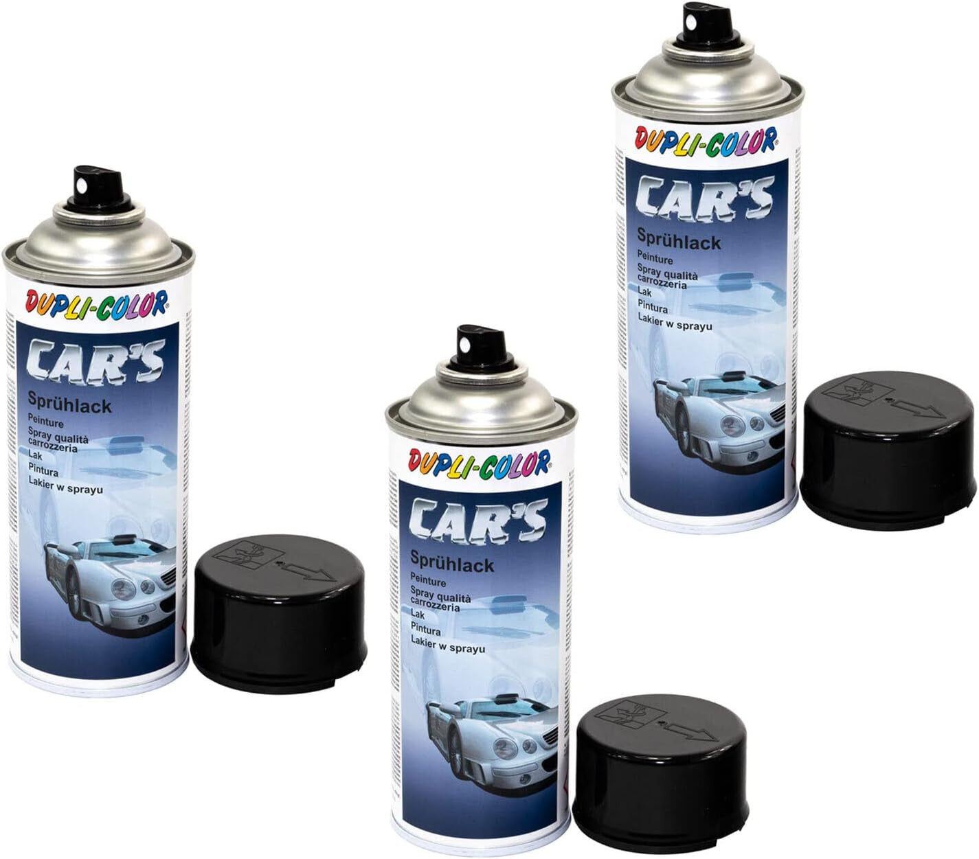 3 bombes peinture rallye noir brillant - 400 ml - Dupli-Color