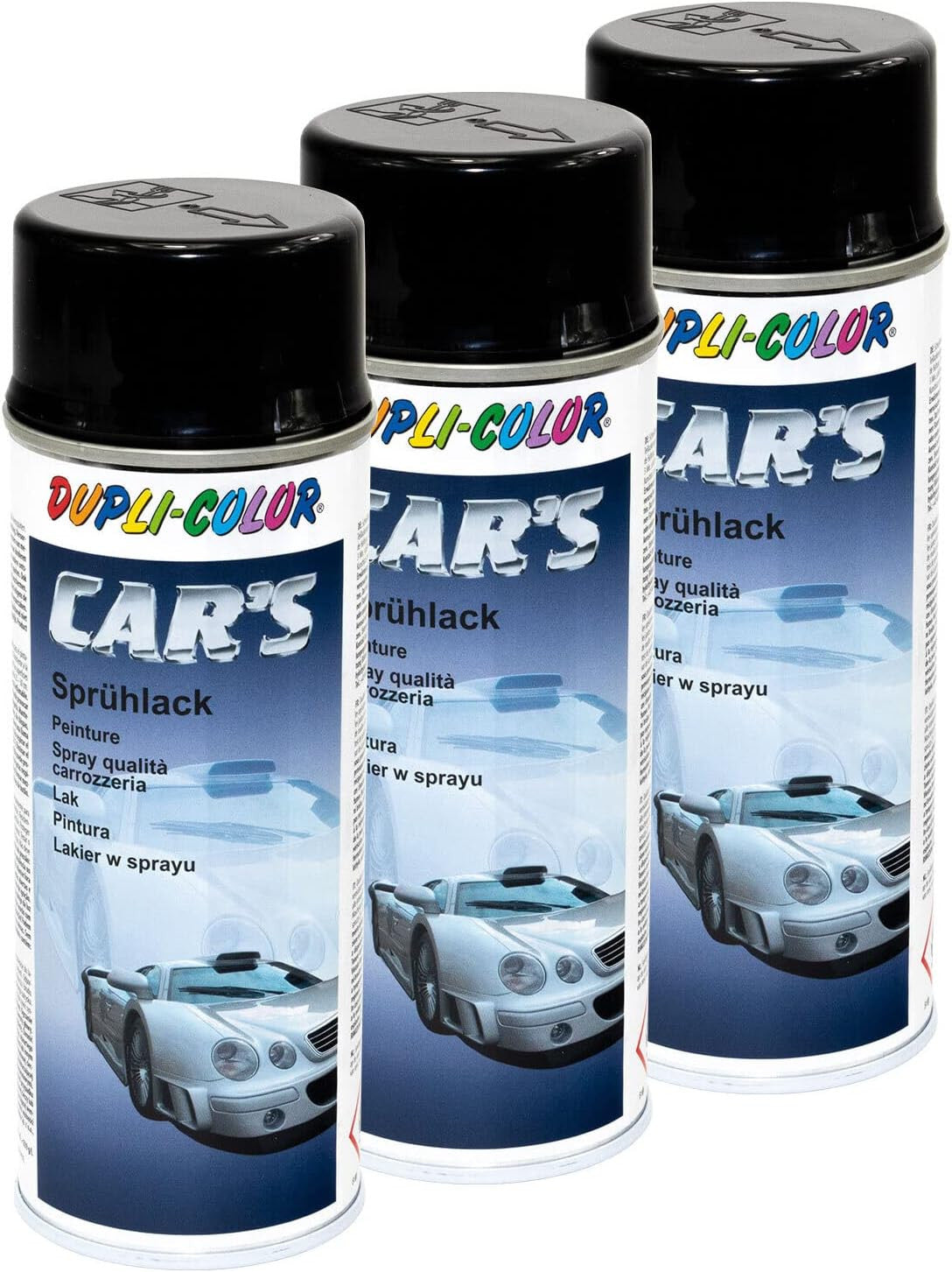 3 bombes peinture rallye noir brillant - 400 ml - Dupli-Color
