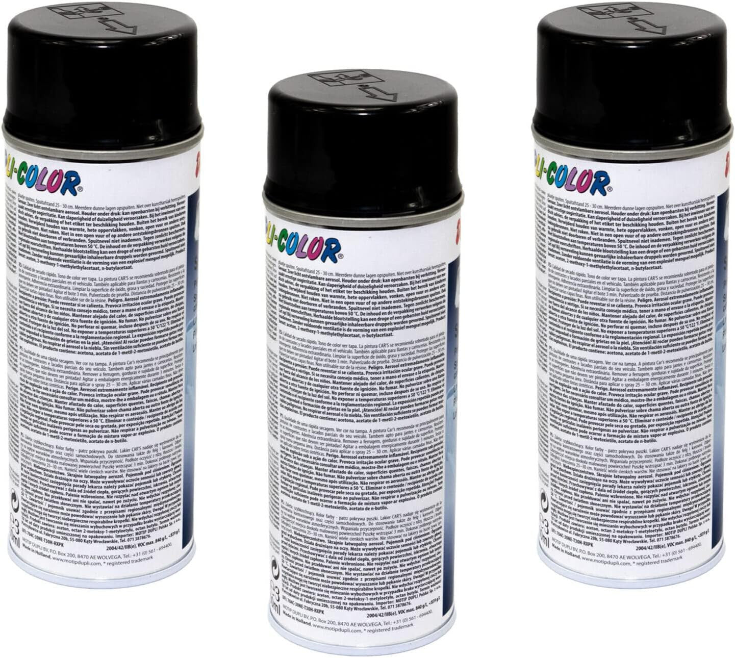 3 bombes peinture rallye noir brillant - 400 ml - Dupli-Color