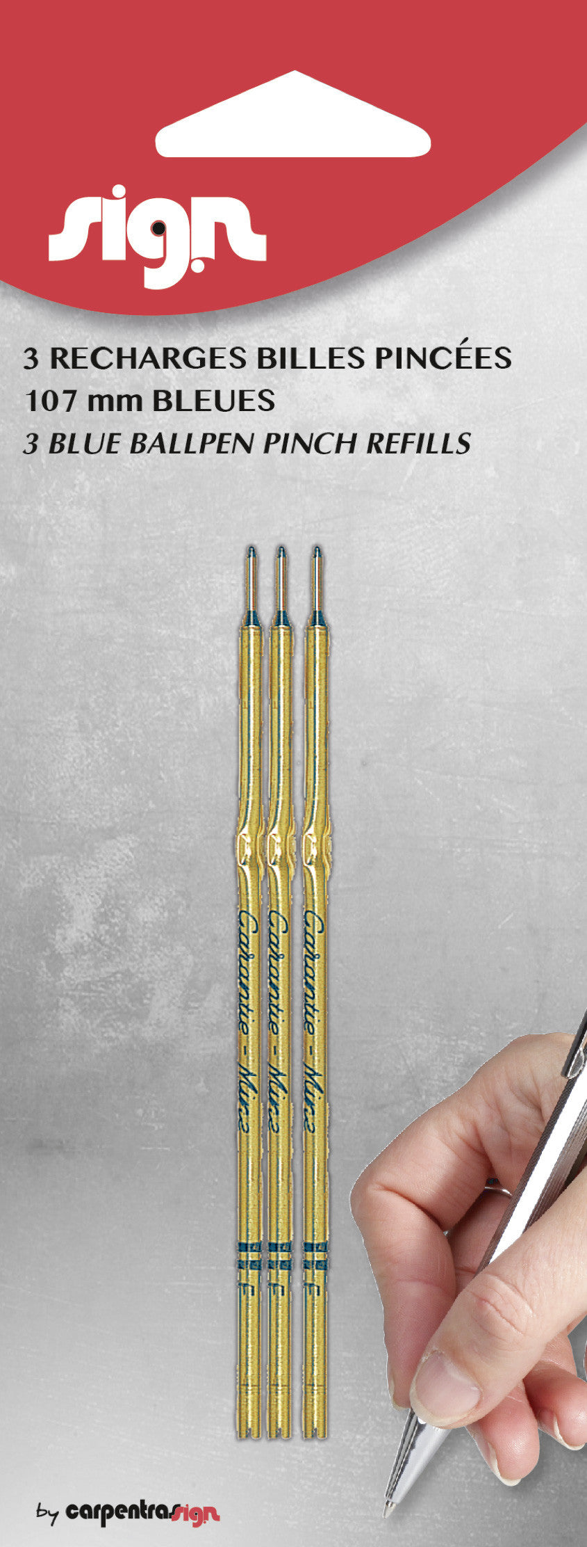 Recharges pour stylo à bille - Bleu - Universel - Pointe fine - Lot de 3 recharges