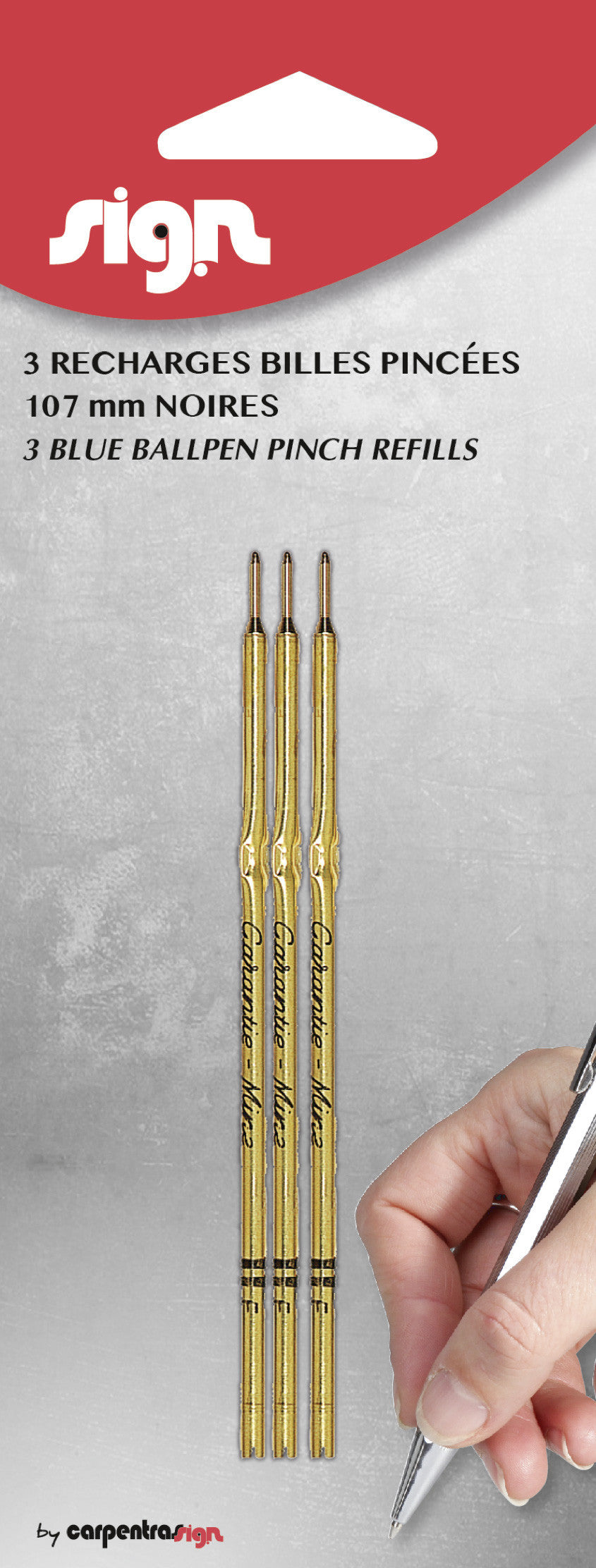 Recharges pour stylo à bille - Noir - Universel - Pointe fine - Lot de 3 recharges