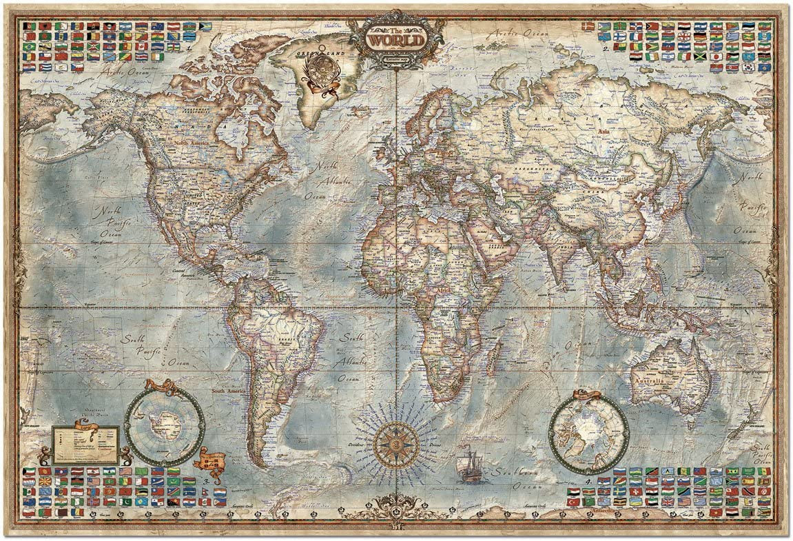 Puzzle - Carte du monde historique - Map Monde - 4000 pièces - Educa