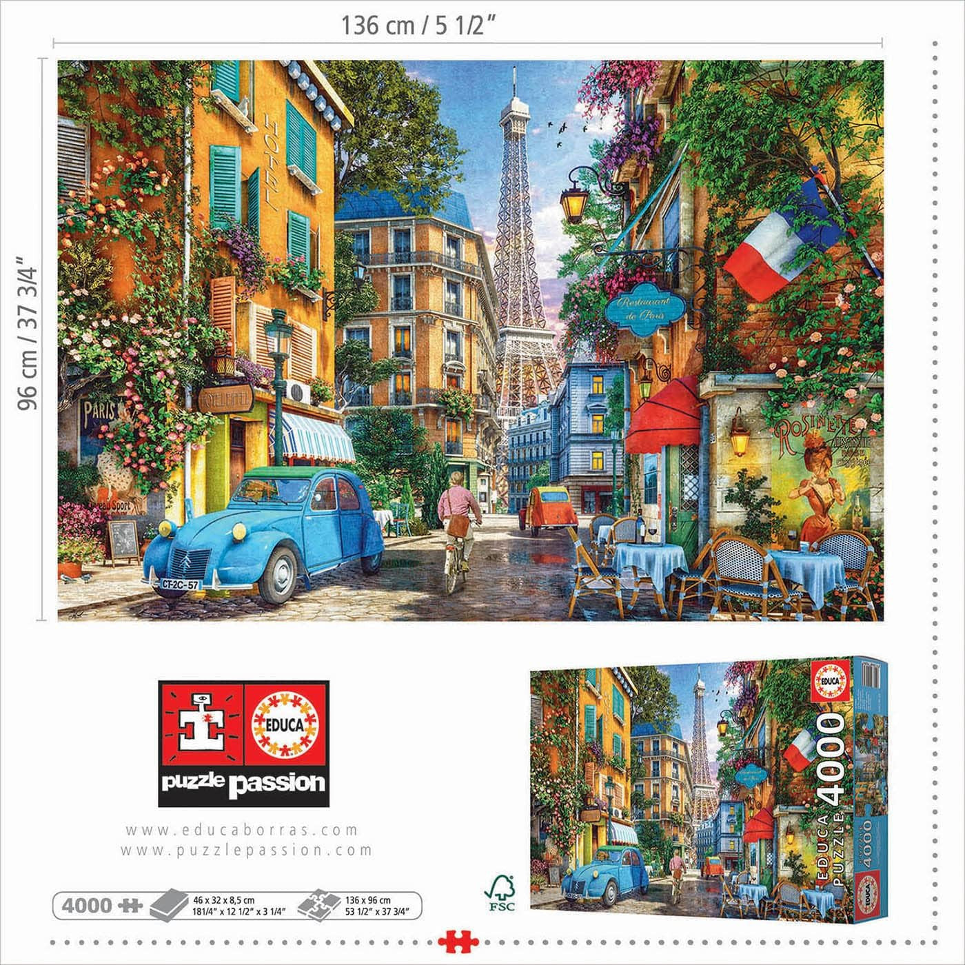 Puzzle - 4000 pièces - Les rues de Paris - 136x96cm - Educa
