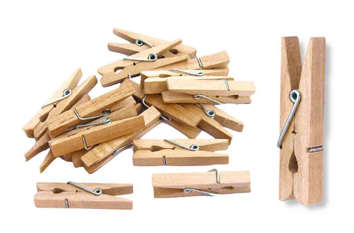 Petites pinces à linge - Bois - A décorer - 4,8cm longueur - 50 pièces