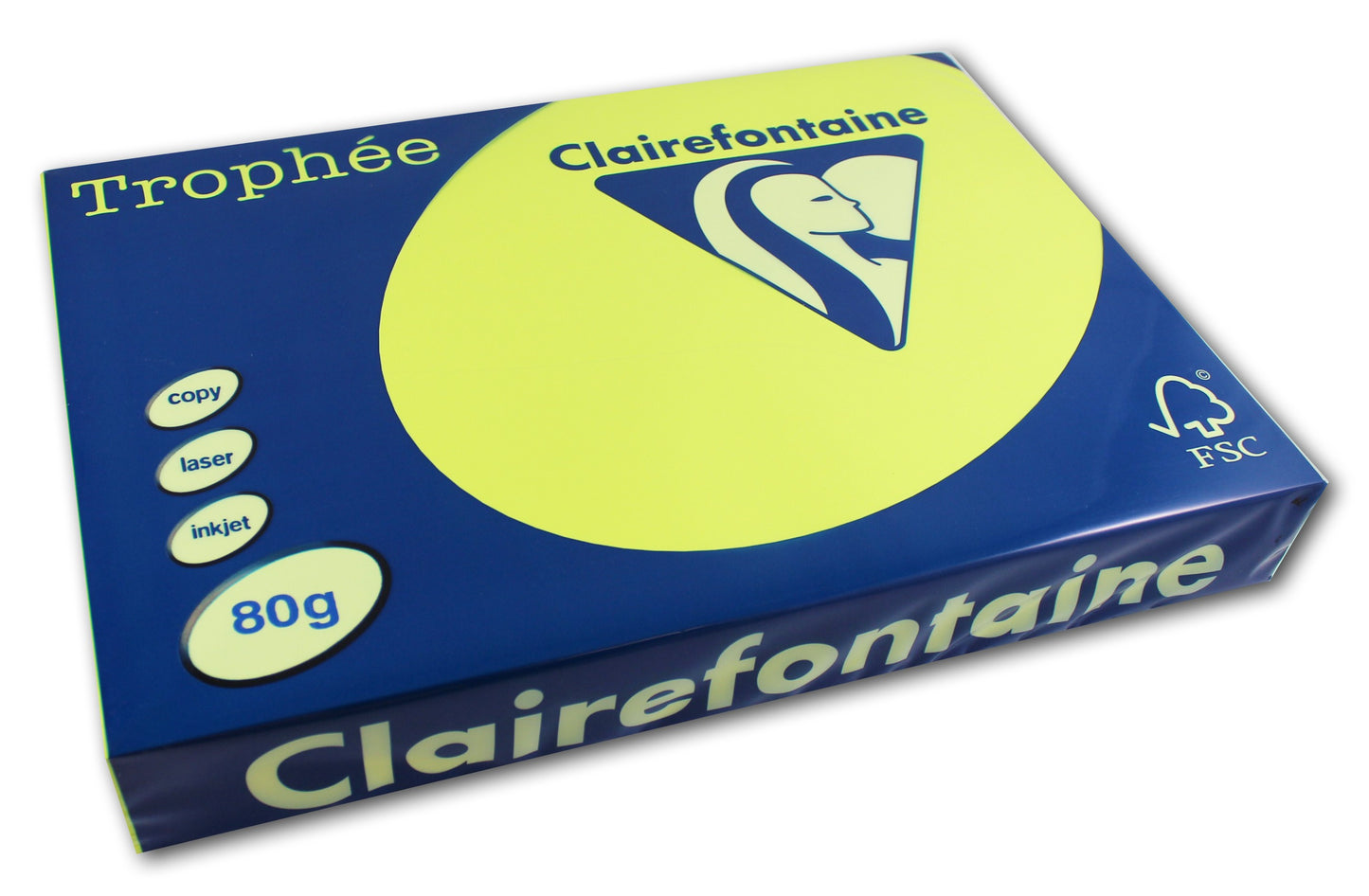 Ramette de papier - A4 - Jaune fluo - 80g - Impression - 500 feuilles - Clairefontaine Trophée