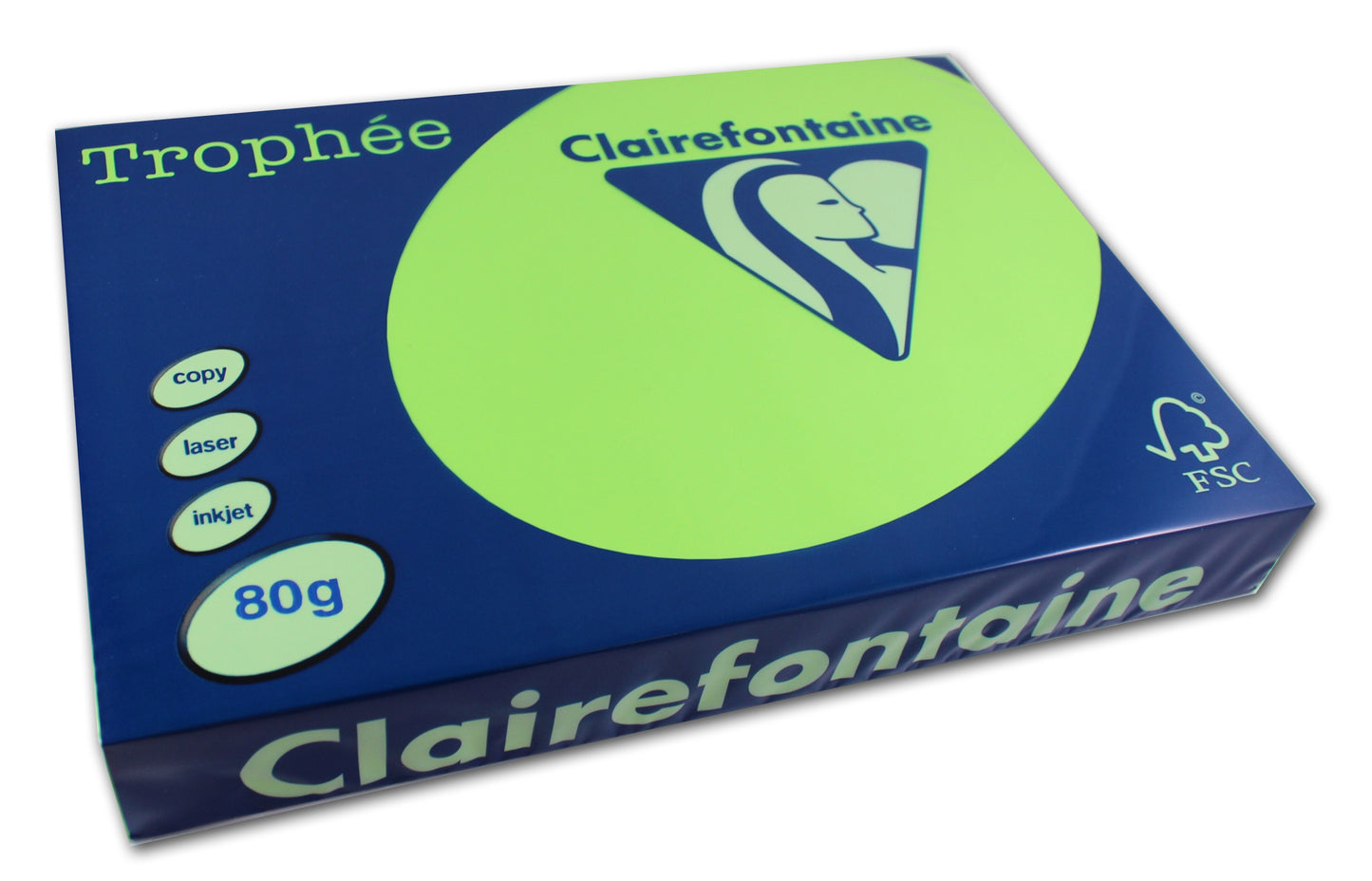 Ramette de papier - A4 - Vert fluo - 80g - Impression - 500 feuilles - Clairefontaine Trophée