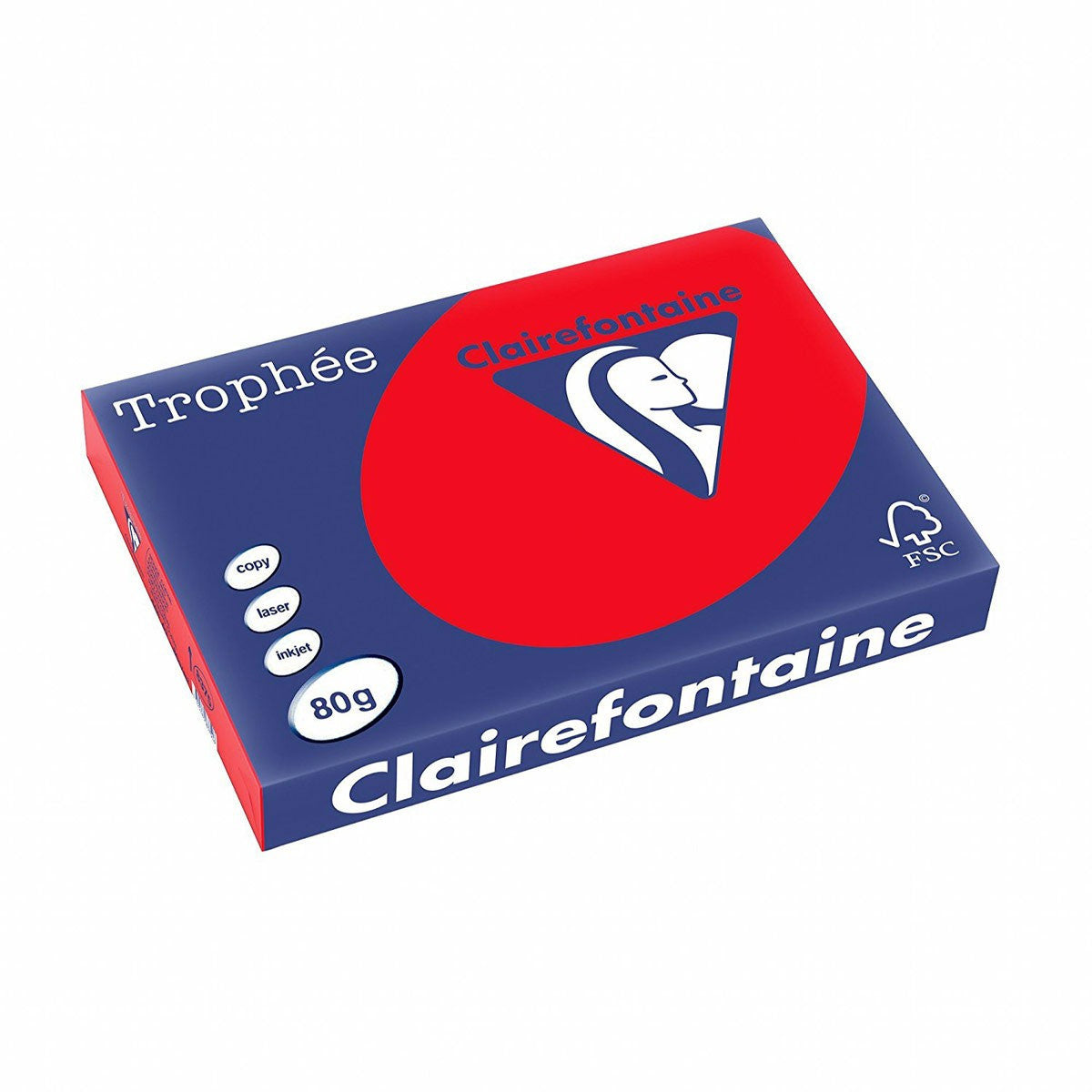 Ramette de papier - A4 - Rouge corail - 80g - 500 feuilles - Clairefontaine Trophée
