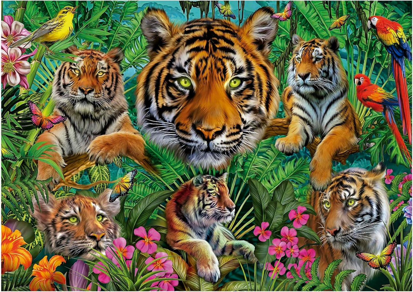 Puzzle - 500 pièces - Les tigres dans la jungle - 48x34cm - Adulte/Enfant - Educa