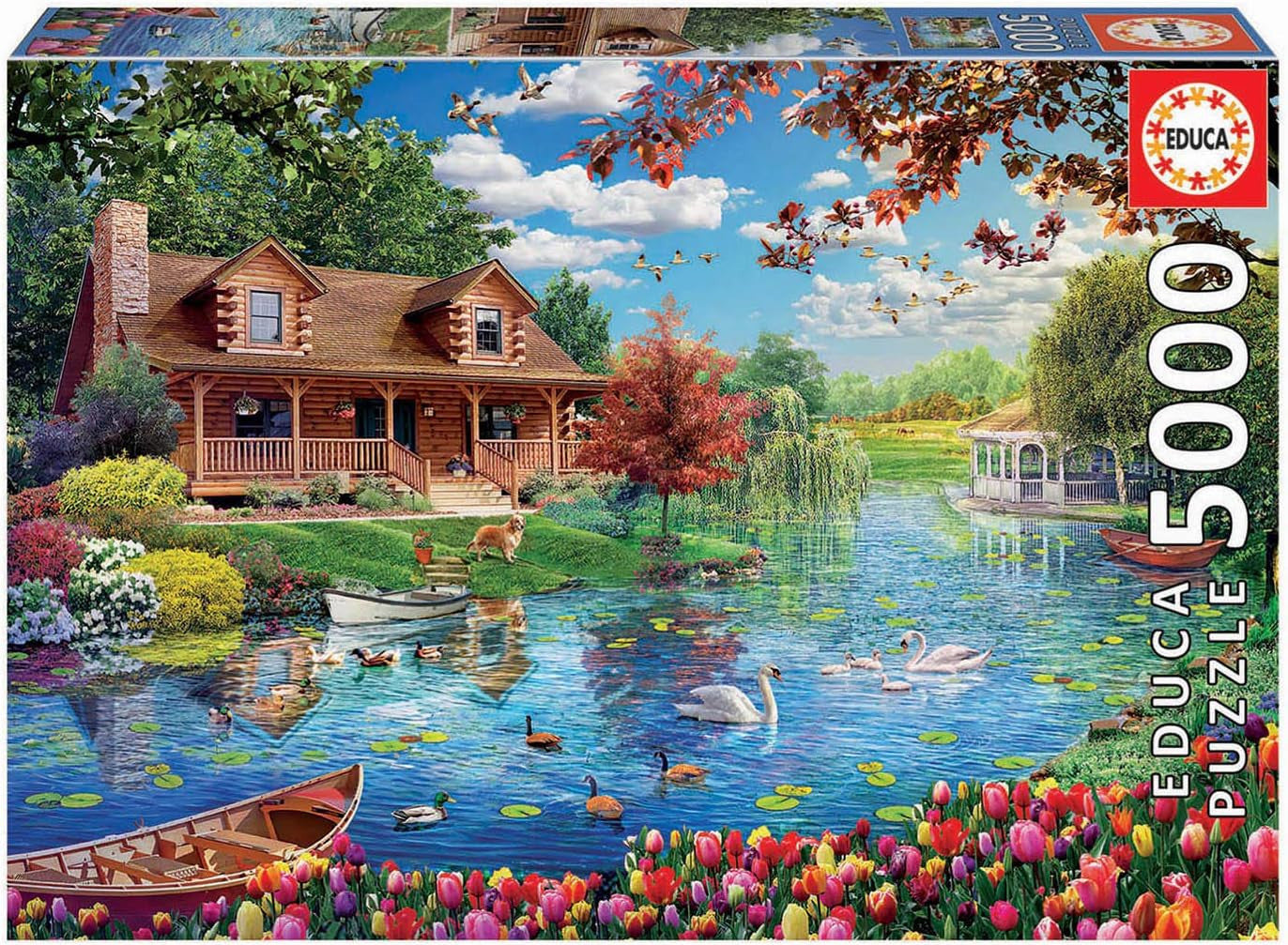 Puzzle - 5000 pièces - Chalet au bord du lac - 157x107cm - Educa