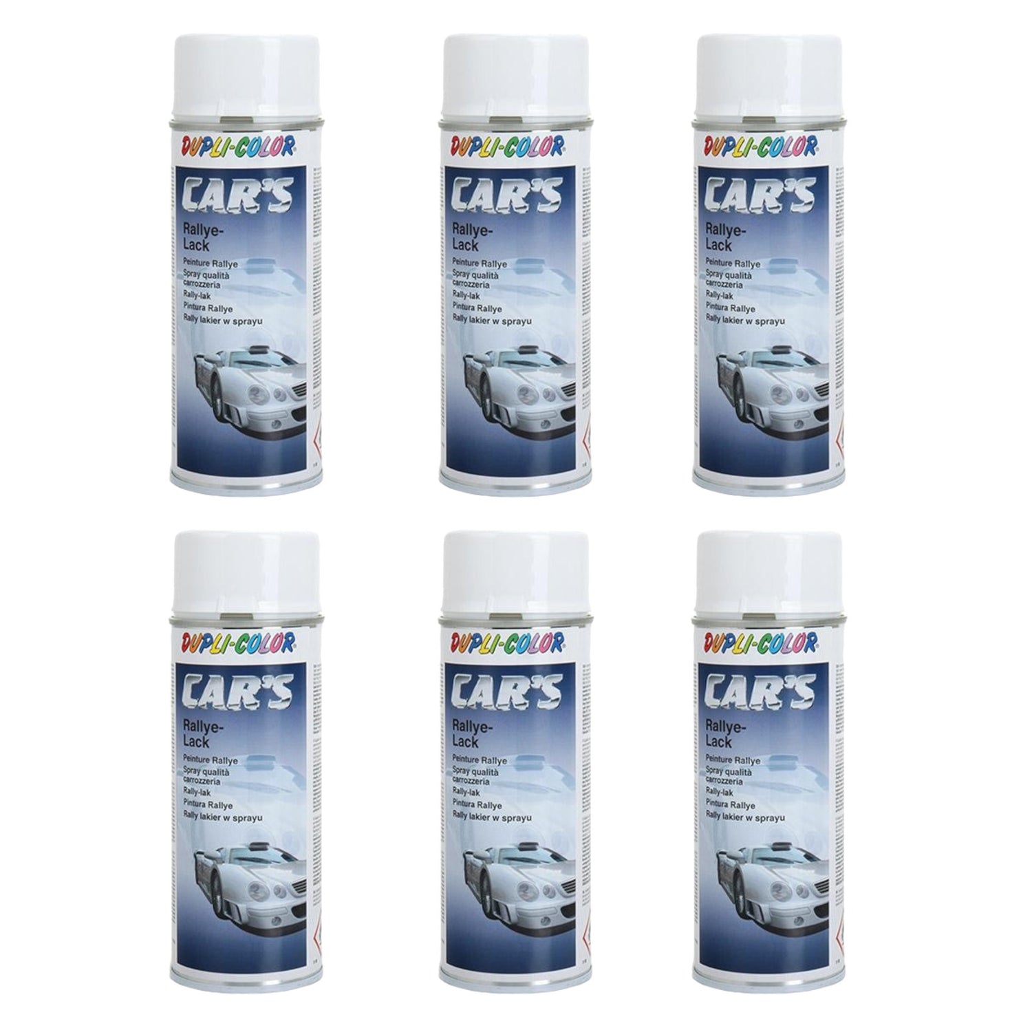 Lot de 6 bombes de peinture rallye blanc brillant - 400 ml - Dupli-Color