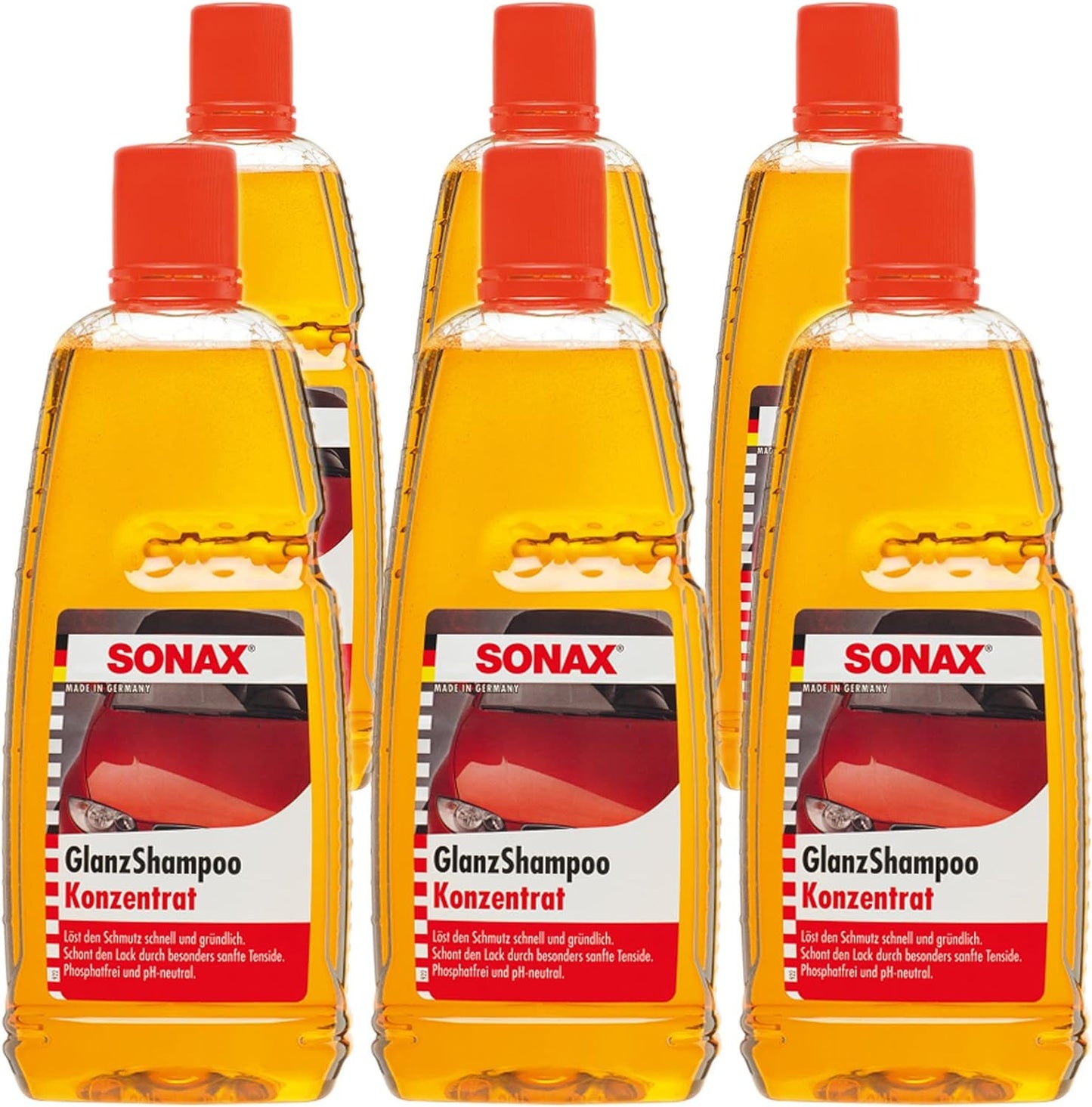 Lot de 6 shampooing - Brillant - Concentré - Carrosserie - Auto - pH neutre - SONAX