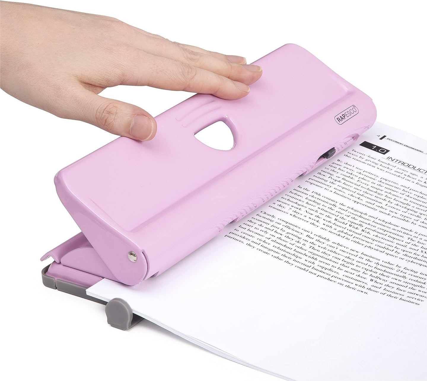 Perforateur - 4 trous - Métal - Rose - Capacité 22 feuilles - Rapesco