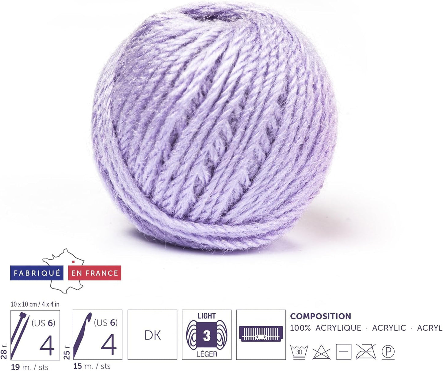 Petites pelotes de laine - 100% acrylique - 4mm - 8 couleurs - Bergère de France